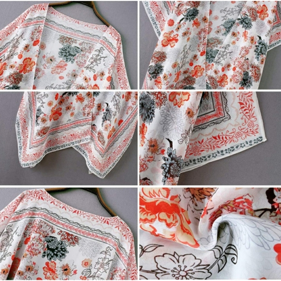 ποΈ Kimono Boho Chiffon Floral Beach Cover up - Picture 6 of 7